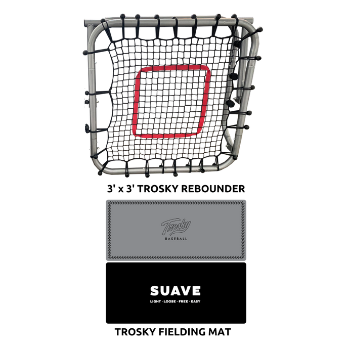 Portable 3' x 3' Rebounder with Fielding Mat